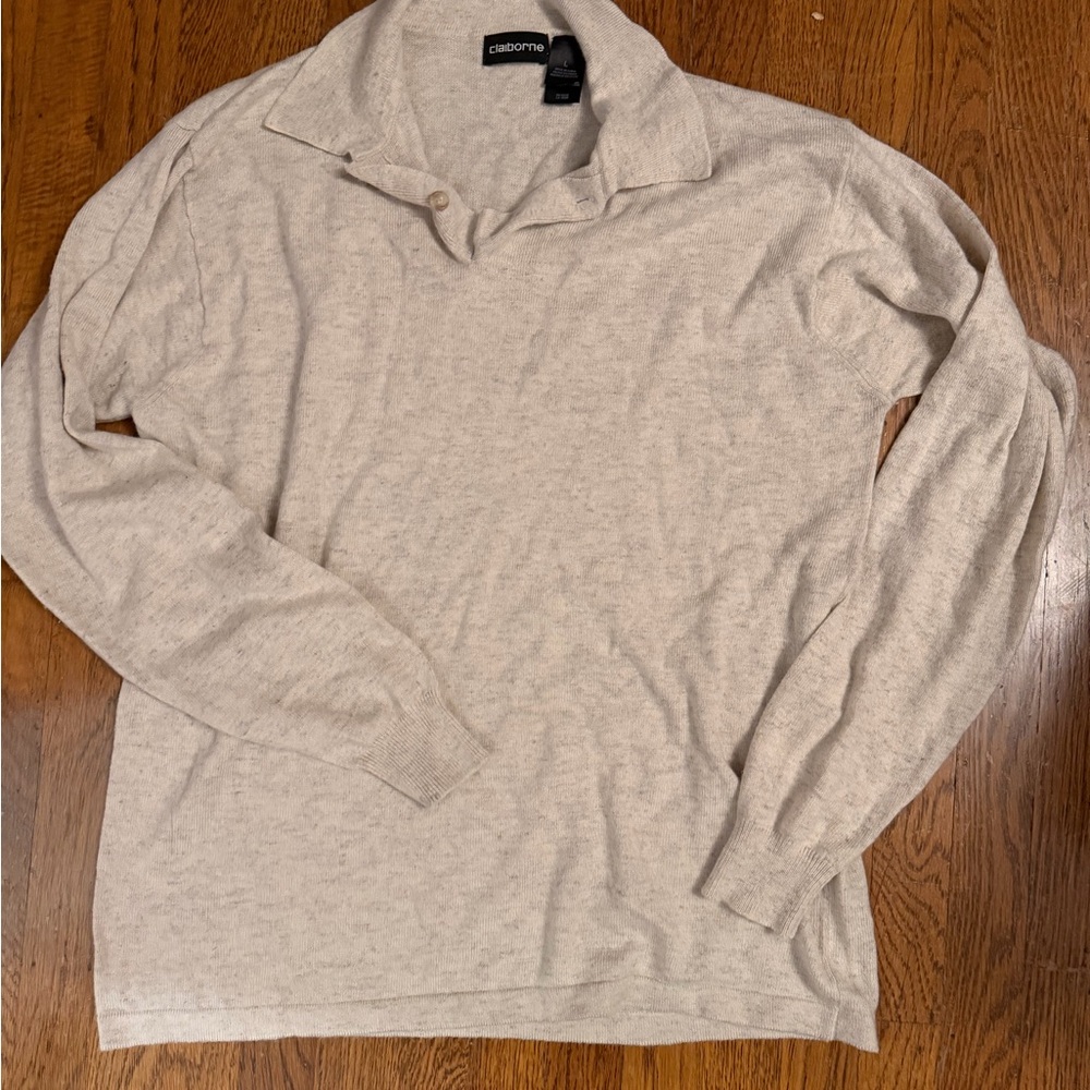 Liz Claiborne silk-blend Cream henley Sweater